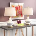 Etta Avenue™ Amsterdam 24.5" White/Gold Table Lamp Set Ceramic/Fabric in Gray/White | 24.5 H x 14 W x 14 D in | Wayfair