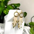 Anthropologie Jewelry | Anthropologie Cascade Beaded Fringe Earrings | Color: Gold/White | Size: Os