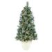 The Holiday Aisle® British Columbia Tip Mountain 4.17' Green Pine Artificial Christmas Tree w/ 100 Clear Lights in Green/White | Wayfair