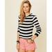 Free People Sweaters | Free People Beach Striped Knit Crop Sweater | Color: Black/Cream | Size: M