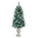 The Holiday Aisle® British Columbia Tip Mountain 4.5' Green Pine Artificial Christmas Tree w/ 100 Clear Lights in Green/White | Wayfair