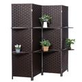 Bay Isle Home™ Demetra 77.16" W x 70.47" H 4 - Panel Folding Room Divider Wood in Gray/Brown | 68.89 H x 62.99 W x 0.78 D in | Wayfair