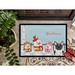 The Holiday Aisle® Chloe-Nicole Merry Christmas Carolers French Bulldog Outdoor Door Mat Rubber in White | 24 W x 36 D in | Wayfair