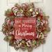 The Holiday Aisle® Christmas Wreath Have Yourself A Very Merry Christmas Burlap/Deco Mesh, Wood in Green/Red | 24 H x 24 W x 6 D in | Wayfair
