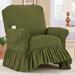 Red Barrel Studio® Textured Squares Ruffled Box Cushion Recliner Slipcover Polyester in Green | 2.36 H x 42 W x 42 D in | Wayfair