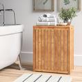 Winston Porter Edward Bamboo Cabinet Laundry Hamper Bamboo in Brown/White | 24.75 H x 20.13 W x 13.25 D in | Wayfair