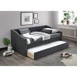 Red Barrel Studio® Ariarna Twin Solid Wood Daybed w/ Trundle Linen in Gray/Black | 33 H x 81 W x 43 D in | Wayfair F17D0E49C71C42CEB9F2036B00D8D234