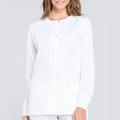 Cherokee Workwear Pro Snap Front Scrub Jacket (Size XL) White, Poly + Cotton,Spandex