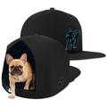 Black Miami Marlins Plush Pet Nap Cap Dog Bed