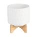 "Ceramic 8"" Planter On Wooden Stand, White - Sagebrook Home 15033-05"