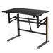 Costway Pneumatic Height Adjustable Gaming Desk T Shaped Game Station with Power Strip Tray-Black