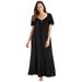 Plus Size Women's Long Silky Lace-Trim Gown by Only Necessities in Black (Size 6X) Pajamas