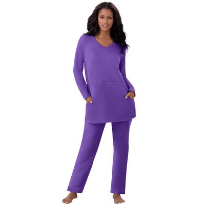 Plus Size Women's 2-Piece Lounge Set by Dreams & Co. in Plum Burst (Size 4X) Pajamas