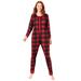 Plus Size Women's Holiday Print Onesie Pajama by Dreams & Co. in Red Buffalo Plaid (Size 26/28)