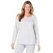 Plus Size Women's Satin trim sleep tee by Dreams & Co® in Heather Grey (Size 3X) Pajama Top