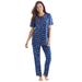 Plus Size Women's Floral Henley PJ Set by Dreams & Co. in Evening Blue Flowers (Size 2X) Pajamas