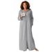 Plus Size Women's Long Hooded Fleece Sweatshirt Robe by Dreams & Co. in Heather Grey (Size 3X)