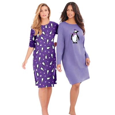 Plus Size Women's 2-Pack Long-Sleeve Sleepshirt by...