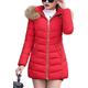 EFOFEI Women's Warm Thick Quilted Coat Causal Warm Down Jacket Hood Fur Faux Winter Jacket Red M