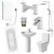 Affine 1700mm Bathroom Suite Double Ended Bath Shower Toilet Pedestal Basin Taps Screen