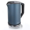 Arendo - Edelstahl Wasserkocher mit Temperatureinstellung 40-100 Grad in 5er Schritten - Doppelwand Design - Modell ELEGANT - 1,5 Liter - 2200 W - Teekocher mit Temperaturanzeige - GS - Admiralsblau