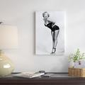 East Urban Home Radio Days 'Marilyn Monroe Posing In A Black Swimsuit' Photographic Print on Canvas Metal in Black/White | Wayfair