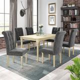 Sand & Stable™ Alia 7 - Piece Counter Height Dining Set Wood/Upholstered in Brown | Wayfair 250EBD05FAC340B8B549239F2CBAF9B0