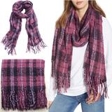 Free People Accessories | Free People Emerson Plaid Blanket Scarf Plum | Color: Black/Purple | Size: Os