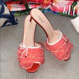 Gucci Shoes | Gucci Ruffle Micro Gg, Pink Flower Collection Mules 6.5 Nwt | Color: Pink | Size: 6.5