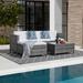 Latitude Run® Cipriana 5 Piece Rattan Sectional Seating Group w/ Cushions Synthetic Wicker/All - Weather Wicker/Wicker/Rattan in Gray | Outdoor Furniture | Wayfair