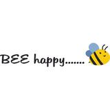 Zoomie Kids Bee Happy Quote Bees Animal Cartoon Wall Decal Vinyl in Black/Yellow | 15 H x 30 W in | Wayfair B606D2D2C1A1448A971B17C0C572F370