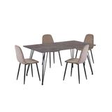 Contemporary Dining Set w/ Laminated Wooden Top & 4 Chairs - Chintaly HEATHER-5PC