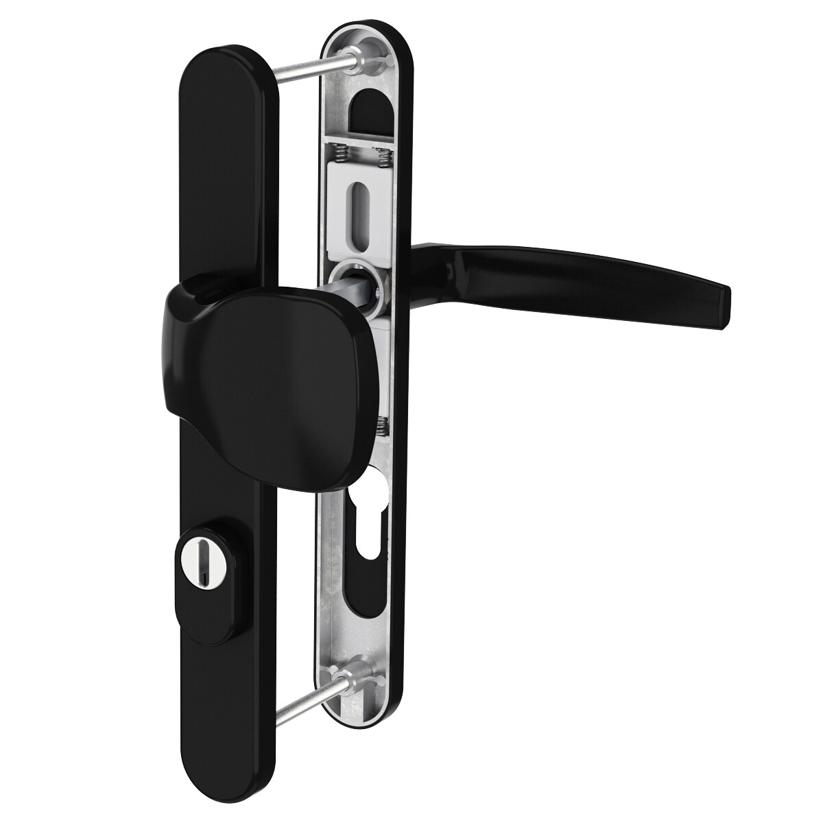 MS Beschläge Schmalrahmengarnitur 8-72mm Schwarz Kernziehschutz Knopf/Drücker TS 55-70mm Image