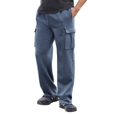 Men's Big & Tall Fleece Cargo Sweatpants by KingSize in Heather Slate Blue (Size 6XL)