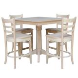 Rosalind Wheeler Durazo 5 - Piece Counter Height Solid Wood Dining Set Wood in Brown/White | 35.9 H in | Wayfair 9495F755721340CD8A86816D88D86878