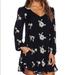 Free People Dresses | Free People Emma Floral Long Sleeve Mini Dress | Color: Black/Red/White | Size: Xs