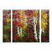 Loon Peak® Indian Summer' Autumn Birch Trees by Rio - 3 Piece Wrapped Canvas Graphic Art Print Set Canvas in Green/Orange/Red | Wayfair