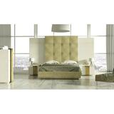 Orren Ellis Ahnia Solid Wood Upholstered Standard 4 Piece Bedroom Set Upholstered in Brown/Green/White | Queen | Wayfair