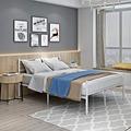 Panana Metal Double Bed Frame 4FT6 Bed Base with Strong Metal Slats, Headboard and Footboard bedroom furniture for Kids Adults (White)