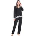Amorbella Womens Bamboo Rayon Long Sleeved Super Soft Pajama/Pjs/Sleep/Sleeping/Lounge/Lounging Set Black M