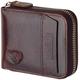 Admetus Men's Genuine Leather Short Zip-around Bifold Wallet (brown)