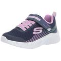 Skechers Girl's Microspec Sneaker, Navy Mesh/Lavender & Mint Trim, 3 UK Child