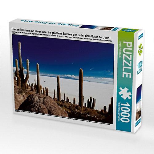 Puzzle CALVENDO Puzzle Riesen-Kakteen auf einer Insel im größtem Salzsee der Erde, dem Salar de Uyuni - 1000 Teile Foto-Puzzle glückliche Stunden Kinder