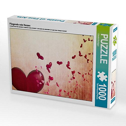 Puzzle Fliegende rote Herzen Foto-Puzzle Bild von Digital-Art Puzzle