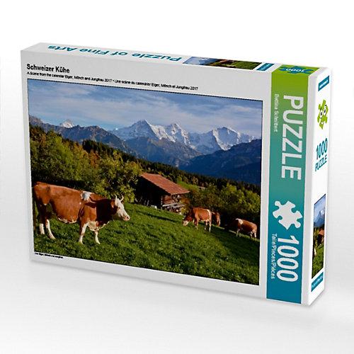 Puzzle CALVENDO Puzzle Schweizer Kühe - 1000 Teile Foto-Puzzle glückliche Stunden Kinder