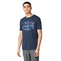 Ben Sherman Men's Striped Union Jack Crew Neck Cotton T-Shirt Dark Blue Medium