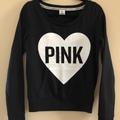 Pink Victoria's Secret Sweaters | Black Crew Neck Sweatshirt Pink Victoria’s Secret | Color: Black/White | Size: Xs