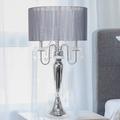 Elegant Designs Chrome and Gray Sheer Shade Crystal Table Lamp