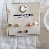 American Eagle Outfitters Jewelry | American Eagle Outfitters 3 Pair Triangle Earrings | Color: Gold/Gray | Size: Os