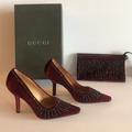 Gucci Shoes | Gucci Shoes And Matching Clutch | Color: Red | Size: 7